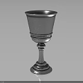 Elegant Silver Metal Goblet with Decorative Patterns and Classic Base Design for Home Use 3d model