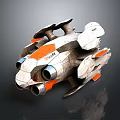 Futuristic Orange And White Spacecraft With Multiple Thrusters For Cosmic Exploration Missions 3d model