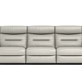 Modern Light Gray Leather Three-Seater Sofa With Stitched Backrest And Armrest Design 3d model