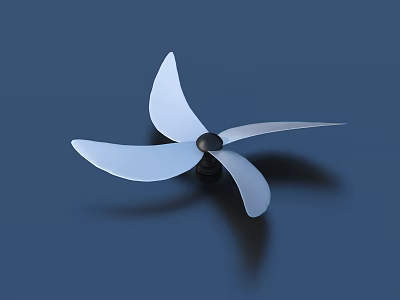 White Propeller With Four Blades And Black Hub On Dark Blue Background 3d model