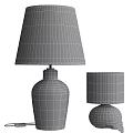 Stylish Table Lamps Featuring White Speckled Ceramic And Black Bases With Fabric Shades