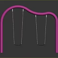 Playground Swing With Pink Curved Frame Two Seats And Metal Chains