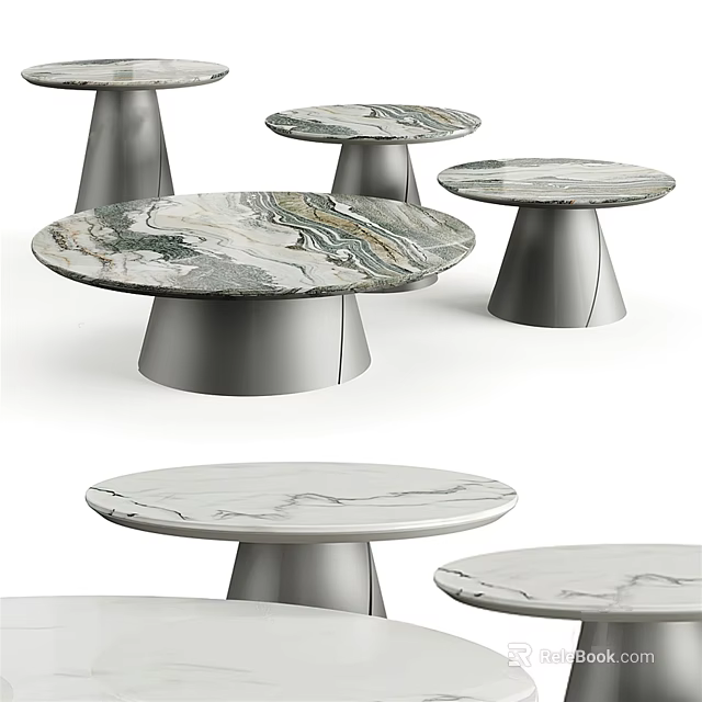 Modern Coffee Table With Marble Top And Sleek Metal Base For Living Room Decor 3d model 