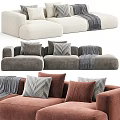 Modern Modular Sofa Collection With Different Colors Cushions And Throw Blankets 3d model