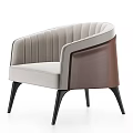 Modern Beige And Brown Accent Chair With Tufted Design Curved Armrest And Black Tapered Legs