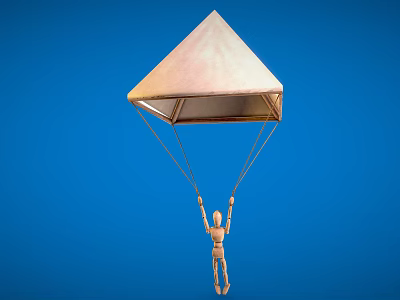 Parachute Parachute Toy Figure Handmade Puppet 3d model