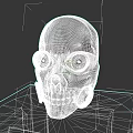 Tactical Skull Weapon Mask With Red Glowing Eyes And Black Design Features