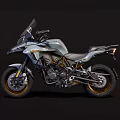Silver Gray Touring Motorcycle With Yellow Wheels Windshield And Modern Design 3d model