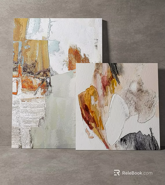 Abstract Paintings With Various Colors Textures And Collage Artistic Design 3d model 
