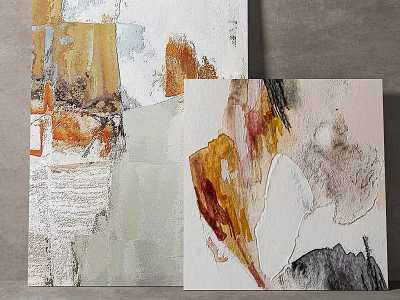 Abstract Paintings With Various Colors Textures And Collage Artistic Design 3d model