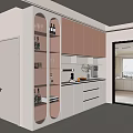 Cream Style Sideboard Wine Cabinet 3d model