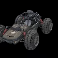 Weaponized Off Road Combat Vehicle With Heavy Duty Tires And Exposed Suspension System