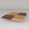 Modern Wooden Coffee Table With Square Patchwork Light And Dark Wood Tones 3d model