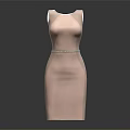 Elegant White Sleeveless Fitted Dress With Silver Waist Belt Design