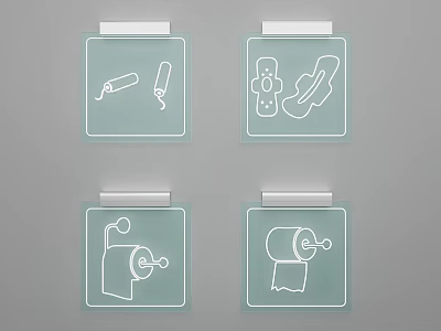 Bathroom Wall Hanging Organizer With Razor Toothpaste Sanitary Pad And Toilet Paper Icons 3d model