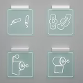 Bathroom Wall Hanging Organizer With Razor Toothpaste Sanitary Pad And Toilet Paper Icons