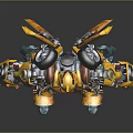Detailed Yellow Mechanical Robot Character With Armored Body Limb And Joint Design