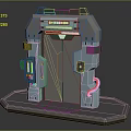 Futuristic Tech Inspired Furniture Cabinet With Control Panel Display Screen And Platform Base