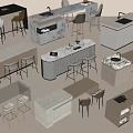 Modern Bar Table Bar Chair Island Table Dining Table and Chair Island Table 3d model