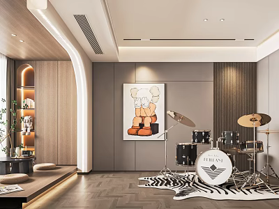 Modern Home Gym Setup With Treadmill Dumbbells And Fitness Equipment 3d model