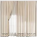 Beige Striped Curtains With Double Layer Sheer And Fabric Design For Home