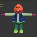 Cartoon Character With Brown Beard Blue Vest White Sleeves Blue Pants Red Shoes Arms Outstretched