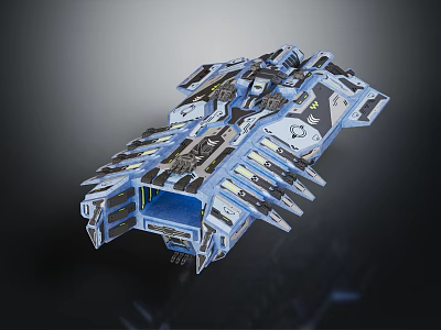 Detailed Cosmic Spacecraft Model Featuring Blue And Silver Interstellar Advanced Design 3d model