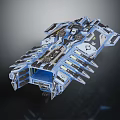 Detailed Cosmic Spacecraft Model Featuring Blue And Silver Interstellar Advanced Design