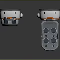 Modern Silver And Orange Equipment With Control Panels Buttons Display Screen And Blue Indicators