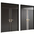 Black Modern Security Door With Two Different Textures Diamond Pattern And Vertical Stripes Golden Handles 3d model