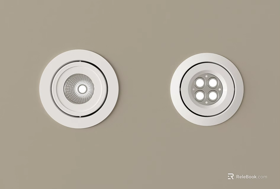 Pair of White Modern Downlights Spotlights Wall Mounted Interior Design 3d model 