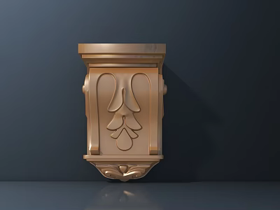 Golden Carved Decorative Bracket With Intricate Floral Patterns And Ornate Details 3d model