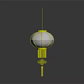 Traditional Chinese Lantern With White Fabric Gold Accents Red Tassel And Knot Decoration