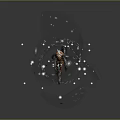 Red Feathered Game Movie Character With Slender Body Bird Beak White Light And Green Leaves