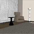 Beige Single Sofa with Side Table and Floor Lamp in Bright Modern Living Room