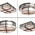 Modern Square And Round Ceiling Lights With Metal Frame And Glass Panel 3d model