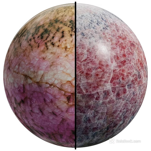 Decorative Sphere Component With Two Tone Textures And Crystalline Surface Patterns 3d model 