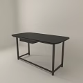 Modern Minimalist Desk Featuring Dark Surface Metal Legs And Single Drawer