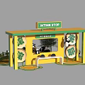 INTIME STOP Pavilion Scene with Pandas Tea Elements Tables Chairs and Tree