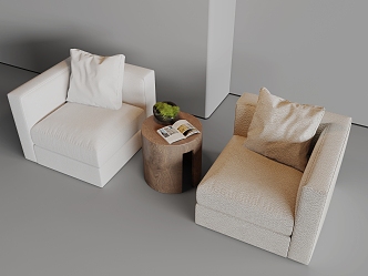 Modern Single Sofa Negotiation Table and Chair 3d model