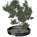 Landscape tree fence rattan man goose soft stone 3d model