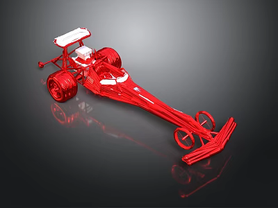 Red Racing Car Model With White Seat Top Structure And Four Wheels 3d model