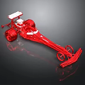 Red Racing Car Model With White Seat Top Structure And Four Wheels
