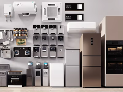 modern kitchen appliances kitchen supplies combination refrigerator water dispenser printer 3d model
