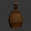 Hand Carved Terracotta Vase With Geometric Patterns And Traditional Sculpture Design