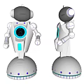 Smart Machine Robot Featuring White Body Round Base Blue Lights Display Screen And Mechanical Arms 3d model