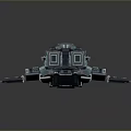 Futuristic Blue Sci Fi Spaceship Model With Multiple Engines And Detailed Structural Parts
