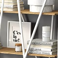 Modern Multilayer Shelving Unit with Metal Frame Wooden Shelves Books Picture Frames and Decorative Boxes
