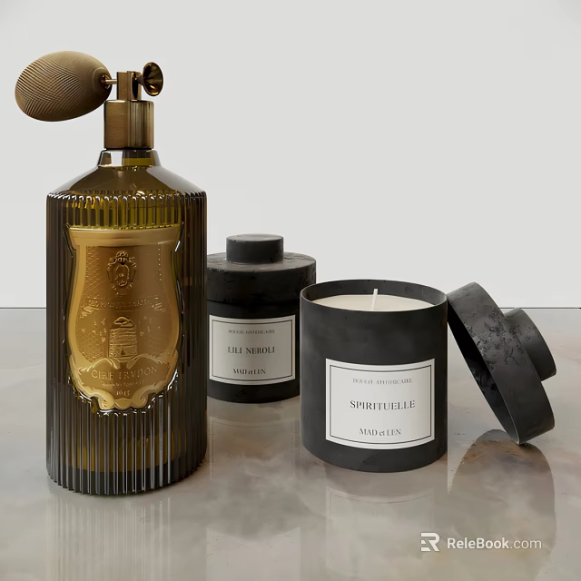 Elegant Luxury Home Fragrance Products With Scented Spray Bottle And Aromatic Candles 3d model 