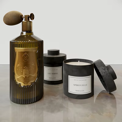 Elegant Luxury Home Fragrance Products With Scented Spray Bottle And Aromatic Candles 3d model